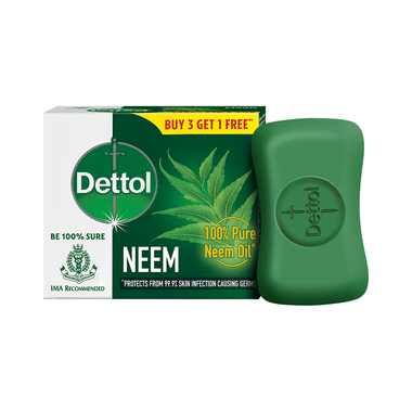 Dettol Neem Soap | Protects From Skin Infections Causing Germs | (75gm Each) Buy 3 Get 1 Free