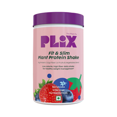 Plix Fit & Slim Smoothie | Plant Protein Shake for Weight Management | Flavour Powder Strawberry