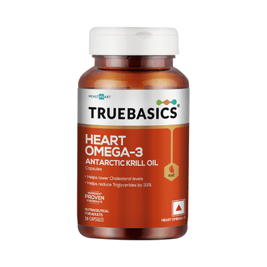 TrueBasics Heart Omega 3 Krill Oil for Reducing Triglycerides & Cholesterol Soft Gelatin Capsule