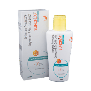 Suncros Sunscreen Lotion SPF 26 | With Zinc Oxide For UVA/UVB Protection
