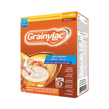 GrainyLac Multi Grain Multi Fruit With Milk For 18+ Months Powder Multi Flavours