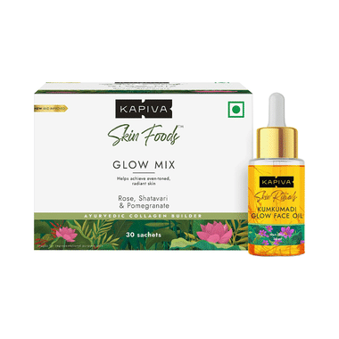 Kapiva Combo Pack Of Skin Foods Glow Mix (30 Sachet) & Kumkumadi Glow Oil (30ml)