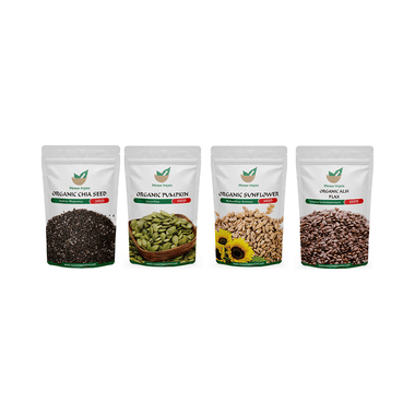 Mewar Impex Combo Of 4 Chia, Sunflower, Alsi Flax & Pumpkin Seed (100gm Each)
