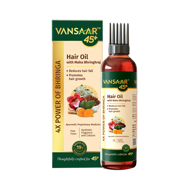 Vansaar 45+ Hair Oil with Maha Bhringraj Clinically Proven Hairfall Reduction