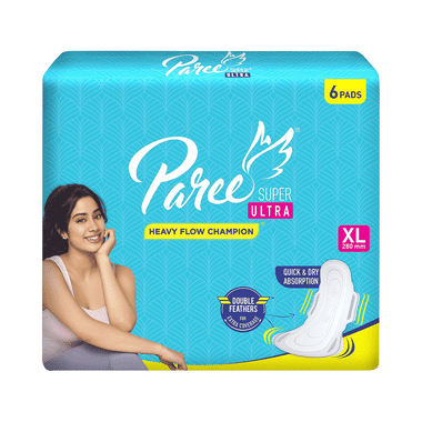 Paree Super Ultra Dry Feel Double Feathers|Quick Absorption Sanitary Pads XL