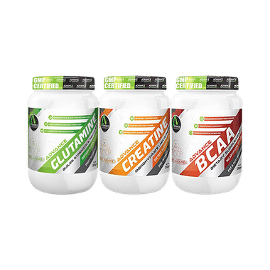 Advance Nutratech Combo Pack of Creatine 300gm, Glutamine 300gm & BCAA 200gm (Each Unflavored)