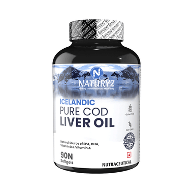 Naturyz Icelandic Pure Cod Liver Oil with Omega 3, Vitamins A & D Soft Gelatin Capsule