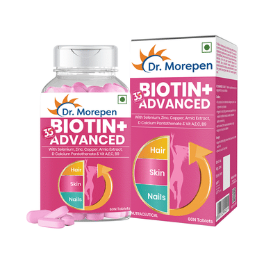 Dr. Morepen Biotin+ Advanced | Tablet for Healthy Hair, Skin & Nails Tablet