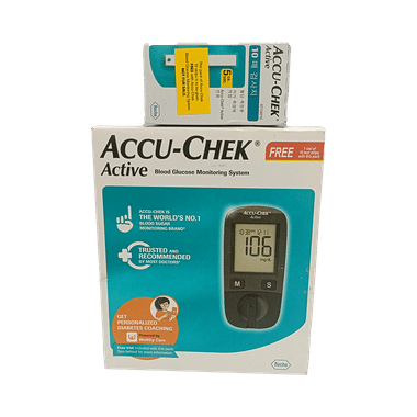 Accu-Chek Active Blood Glucose Monitoring System & Free 1 Vial Of 10 Test Strip