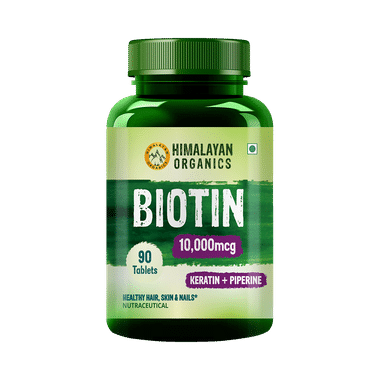 Himalayan Organics Biotin 10000mcg | With Keratin & Piperine for Healthy Hair, Skin & Nails | Tablet