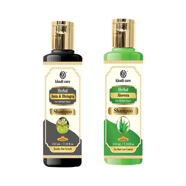 Khadi Care Combo Pack Of Aloevera Shampoo & Amla & Bhringraj Shampoo (210ml Each)