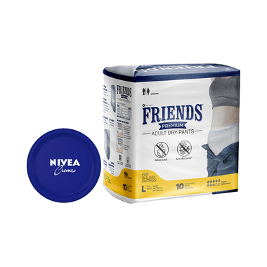 Combo Pack of Friends Premium 10 Adult Dry Pants, Large & Nivea Creme 100ml