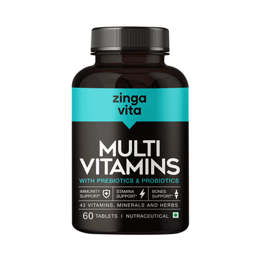 Zingavita Multi Vitamins With Probiotics & Prebiotics | For Immunity, Stamina, Bones & Gut Health |