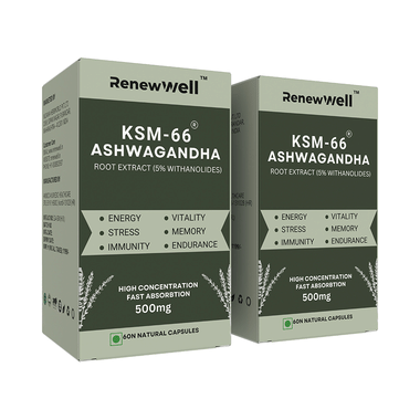 Renewwell KSM 66 Ashwagandha Capsules (60 Each)