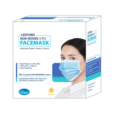 Leeford Non-Woven 3 Ply Facemask with 5 Layered Anti-Microbial Fabric