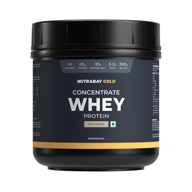 Nutrabay Gold Concentrate Whey Protein For Muscle Recovery | No Added Sugar Powder Cafe Mocha