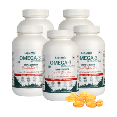 Lipomic Healthcare Omega 3 Fish Oil Triple Strength Softgel (60 Each)