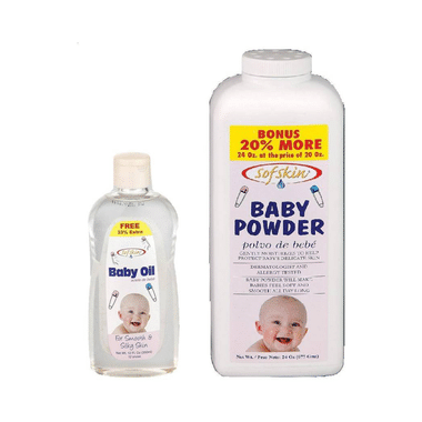 Sofskin Combo Pack Of Baby Oil 350ml And Baby Powder 675gm