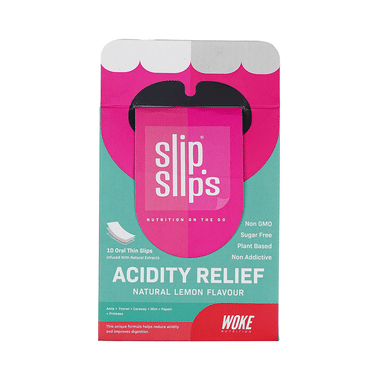 Slip Slip's Acidity Relief Oral Strip For Heartburn, Acidity And Better Gut Health Natural Lemon