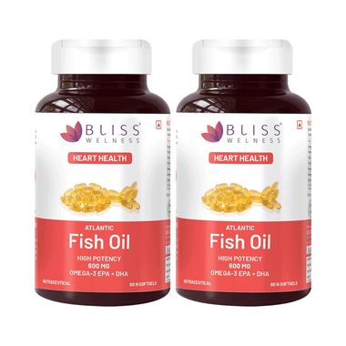 Bliss Welness Heart Health Arctic Fish Oil High Potency Omega-3 Softgel Capsule