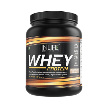 Inlife Whey Protein Powder | With Digestive Enzymes For Muscle Growth | Flavour Cafe Mocha