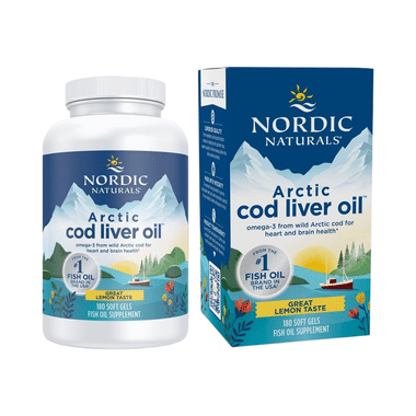 Nordic Naturals Arctic Cod Liver Oil 750mg Omega 3 Softgel for Heart and Brain Health Great Lemon