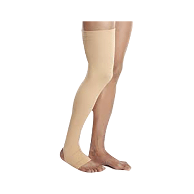 Kudize Varicose Vein Stockings Compression Thigh Length Large Beige