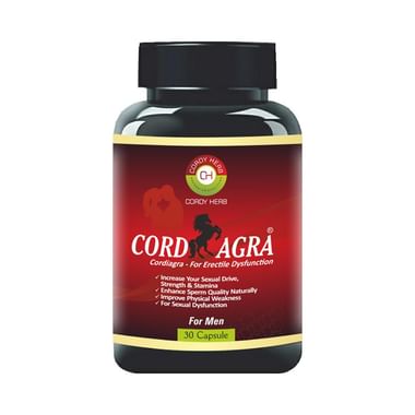 Cordy Herb Cordiagra Stamina & Energy Booster, Men's Sexual Wellness Capsule for Erectile Dysfunction with Cordyceps, Honey Goat Weed,Tongat Ali, Maca Root , Ginseng , Ashwagandha