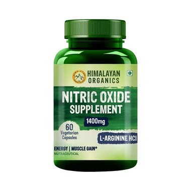 Himalayan Organics Nitric Oxide Supplement 1400mg with L-Arginine HCI | Veg Capsule for Muscle Synthesis & Stamina