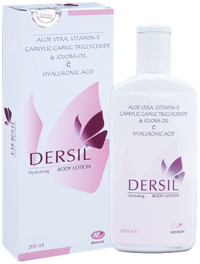 Dersil Hydrating Body Lotion with Aloe Vera, Jojoba Oil, Hyaluronic Acid, Vitamin E & C Dersil Hydrating Body Lotion with Aloe Vera, Jojoba Oil, Hyaluronic Acid, Vitamin E & C