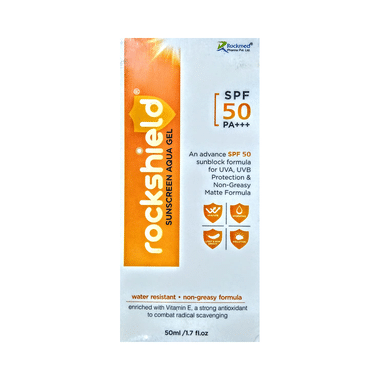 Rockshield Sunscreen Aqua Gel | Matte Formula & Water-Resistant | Paraben & Sulphate-Free | SPF 50 PA+++