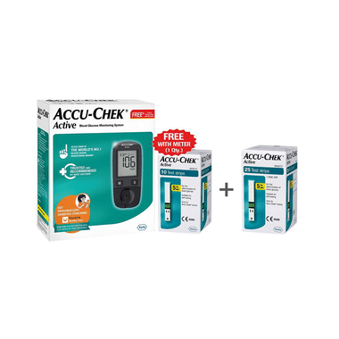 Accu-Chek Combo Pack Of Active Blood Glucose Monitoring System With 10 Strip Free & Accu-Chek Active 25 Strip