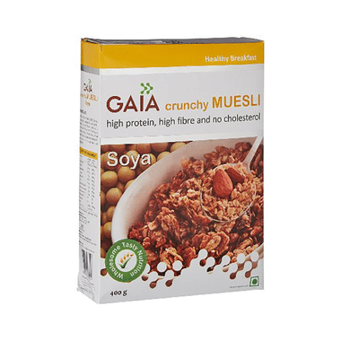 GAIA With Vitamins, Minerals, High Protein & Fibres For Nutrition | Crunchy Soya Muesli