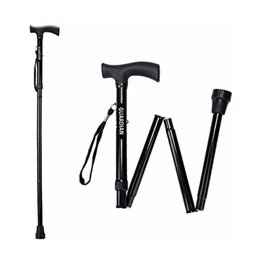 Guardian Foldable Walking Stick Black Aluminium