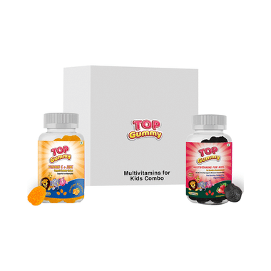 Top Gummy Combo Pack of Vitamin C + Zinc Gummies Orange & Multivitamins for Kids Gummies Strawberry (30 Each)