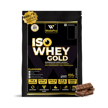 WellsPro Iso Whey Gold Powder (850gm Each) Double Rich Chocolate