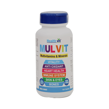 HealthVit Mulvit Multivitamins, Minerals & Antioxidants | For Skin, Eyes, Bones, Heart & Immunity | Tablet