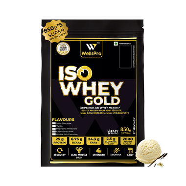 WellsPro Iso Whey Gold Powder (850gm Each) Vanilla