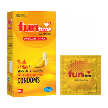 Funtime Dotted, Ribbed & Contoured Condom Fruity Banana