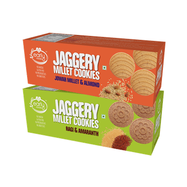 Early Foods Combo Pack Of Jaggery Millet Cookies Jowar Millet & Almond And Jaggery Millet Cookies Ragi & Amaranth (150gm Each)