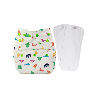 Bumberry Adjustable Reusable Cloth Diaper Cover With 2 Wet Free Insert For Babies Origami