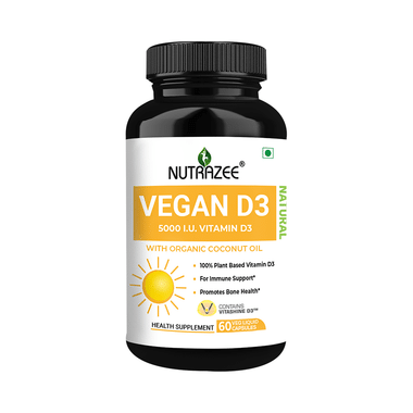 Nutrazee Natural Vegan Vitamin D3 5000IU Veg Liquid Capsule