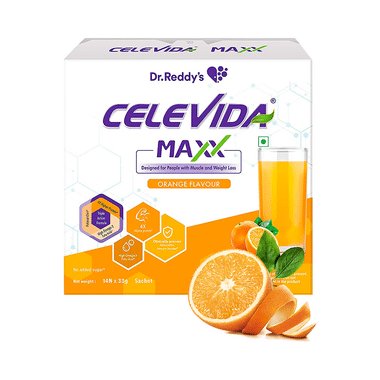 Dr Reddy's Celevida Maxx Sachet For Muscles & Weight Loss | Flavour Orange