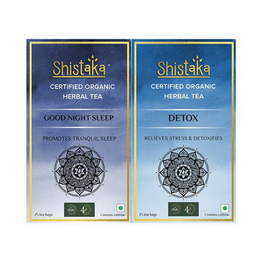 Shistaka Combo Pack Of Certified Organic Herbal Tea (1.8gm Each) Good Night Sleep & Detox