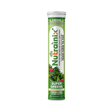 Nutrainix Super Greens Vitamin D3 + B12 Fresh Lime Effervescent Tablet