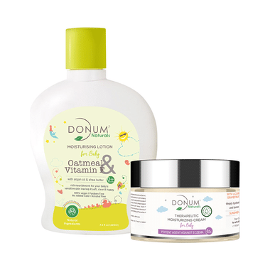 Donum Naturals Combo Pack of Oatmeal & Vitamin F Lotion and Therapeutic Moisturizing Cream for Baby