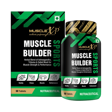 MuscleXP Muscle Builder Sports with Herbal Blend of Ashwagandha Tablet (60 Each)