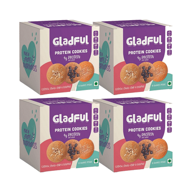 Gladful Combo Pack Of Protein Cookies Choco Chip, Cashew And Coconut(10 Each)