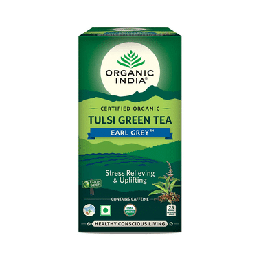Organic India Tea For Immunity, Antioxidant Support & Stress Relief | Flavour Earl Grey Tulsi Green Tea