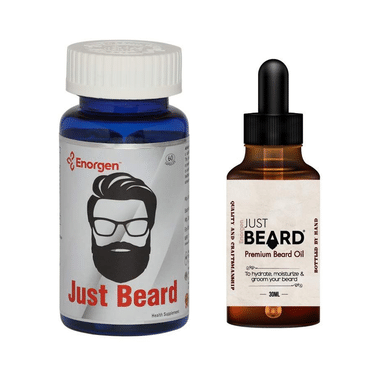 Enorgen Combo Pack Of Just Beard 60 Capsule & Just Beard Premium Beard Oil 30ml